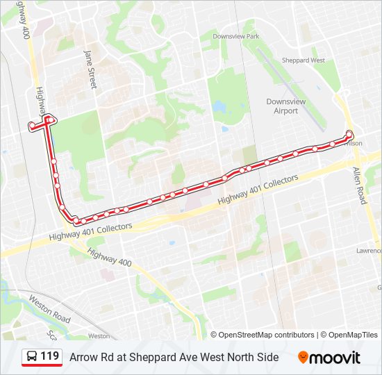 Plan de la ligne 119 de bus