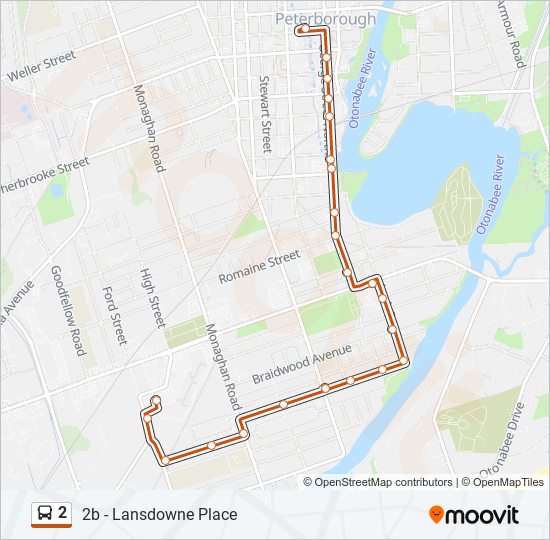 Plan de la ligne 2 de bus