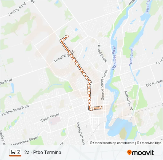 Plan de la ligne 2 de bus