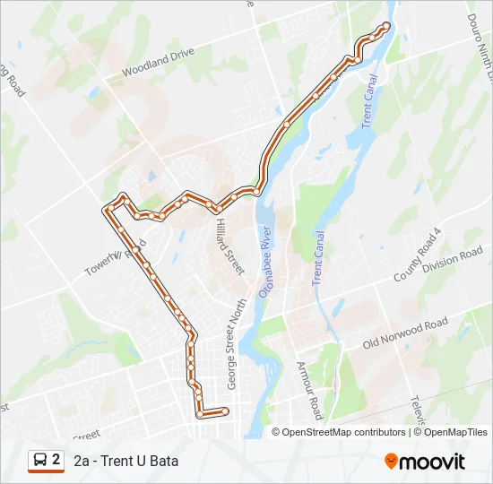 Plan de la ligne 2 de bus