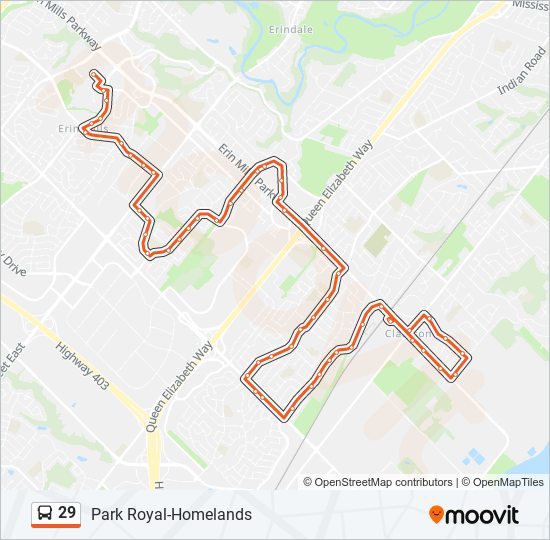 Plan de la ligne 29 de bus