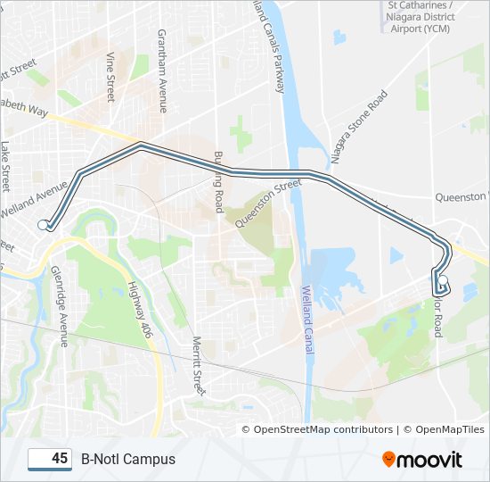 Plan de la ligne 45 de bus