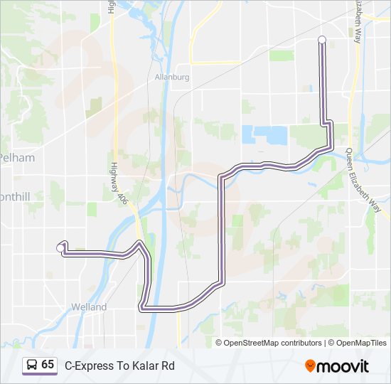 Plan de la ligne 65 de bus