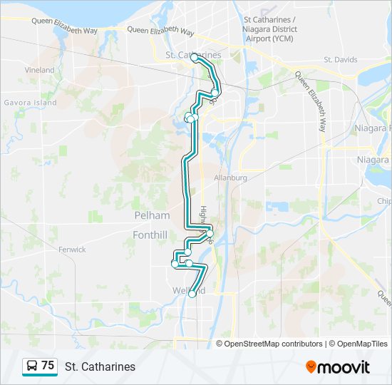 Plan de la ligne 75 de bus