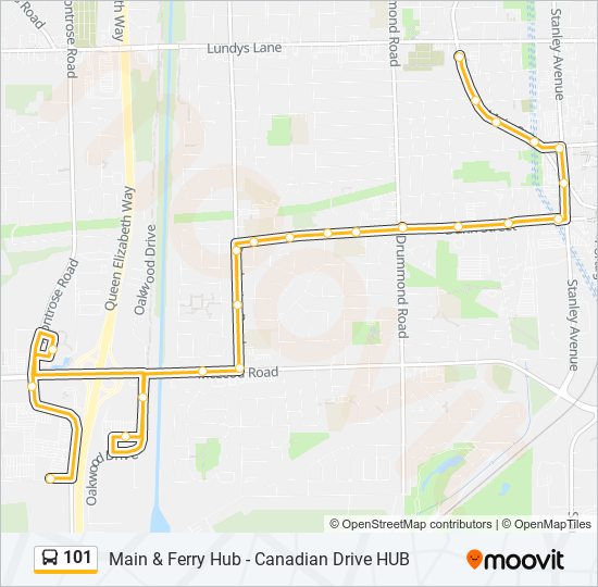 Plan de la ligne 101 de bus