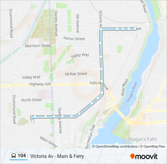 104 bus Line Map