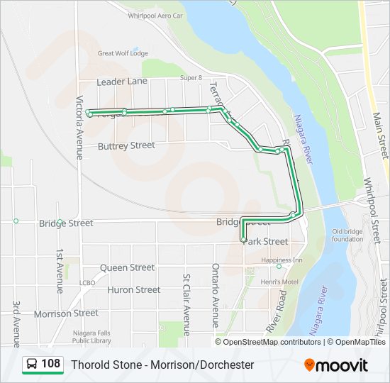 Plan de la ligne 108 de bus