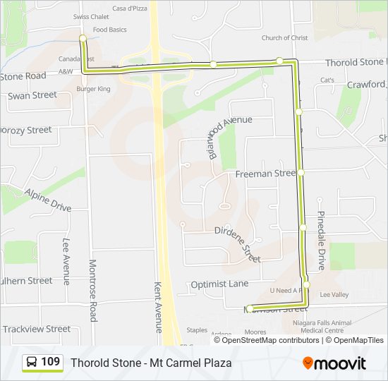 109 bus Line Map