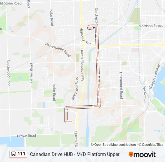 Plan de la ligne 111 de bus