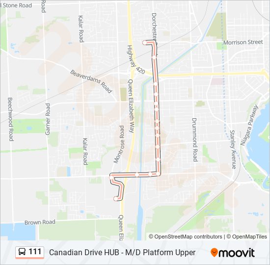 Plan de la ligne 111 de bus