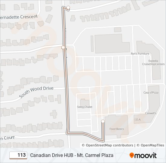 Plan de la ligne 113 de bus