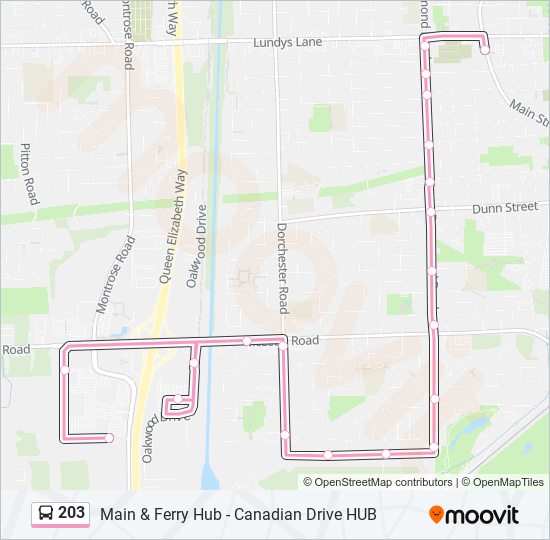 Plan de la ligne 203 de bus