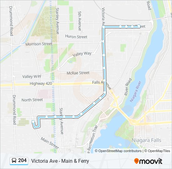 Plan de la ligne 204 de bus