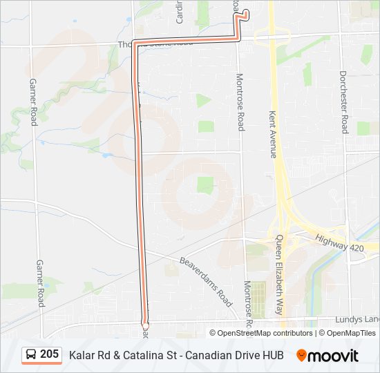 205 bus Line Map