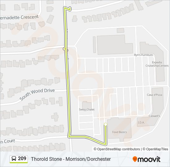 Plan de la ligne 209 de bus