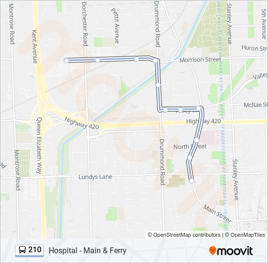 Plan de la ligne 210 de bus