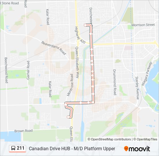 211 bus Line Map