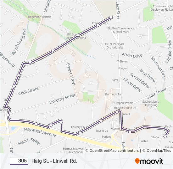 305 bus Line Map