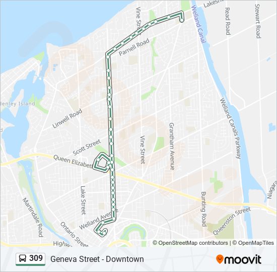 Plan de la ligne 309 de bus