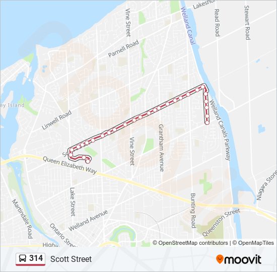 Plan de la ligne 314 de bus