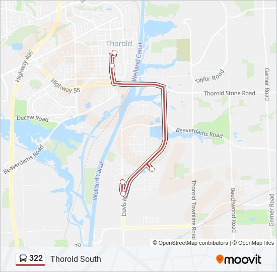 Plan de la ligne 322 de bus