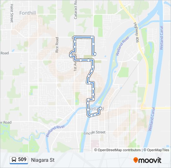 Plan de la ligne 509 de bus