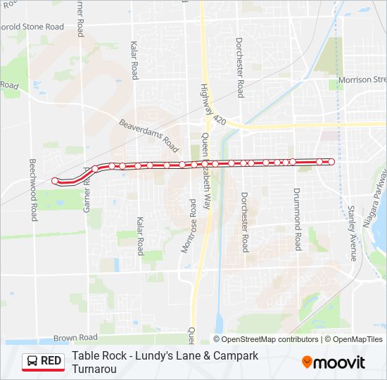 Plan de la ligne RED de bus