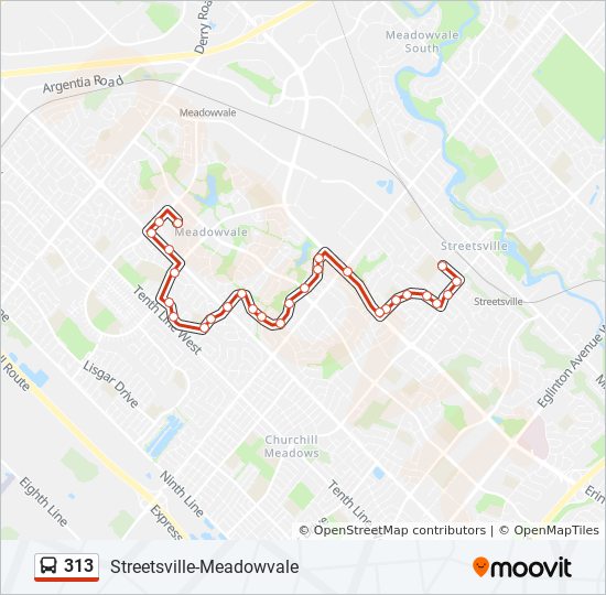 Plan de la ligne 313 de bus