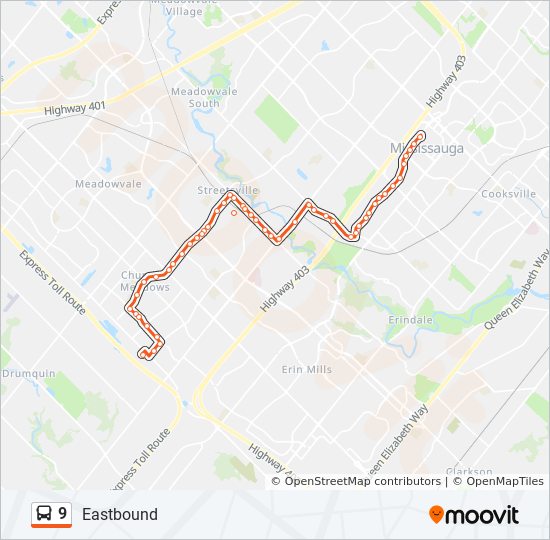 Plan de la ligne 9 de bus