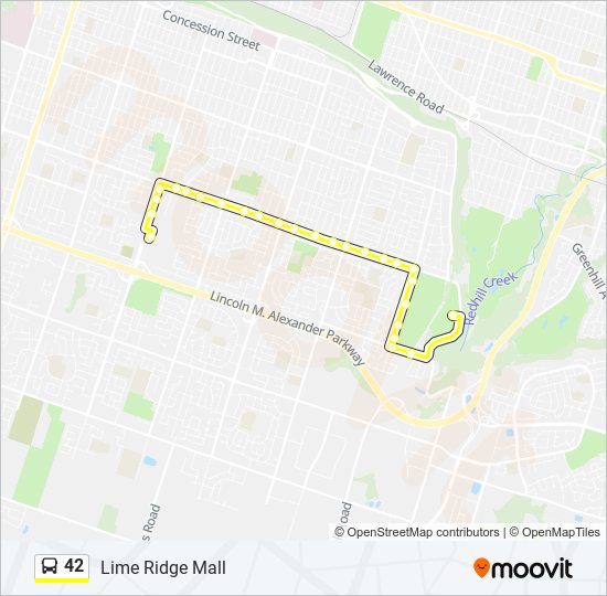 Plan de la ligne 42 de bus