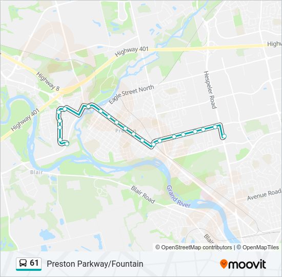 61 bus Line Map