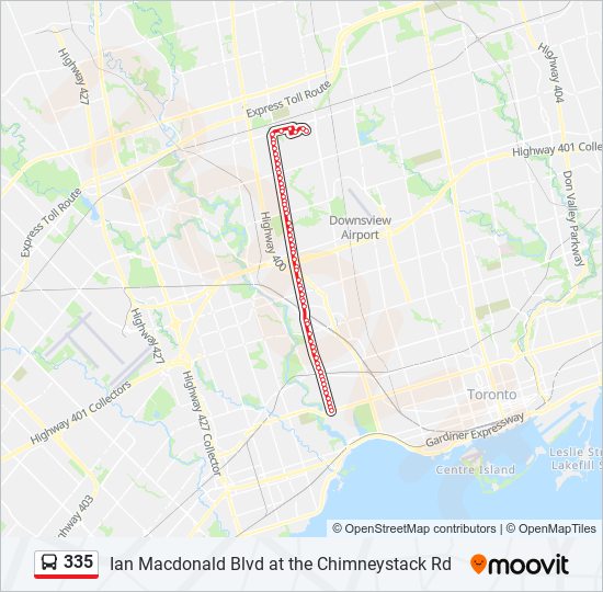 Plan de la ligne 335 de bus