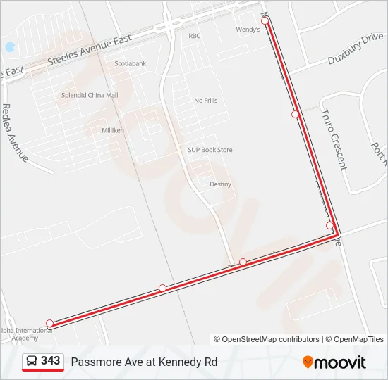 343 Bus Line Map