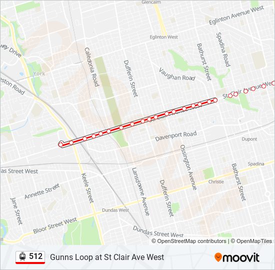 Plan de la ligne 512 de Streetcar