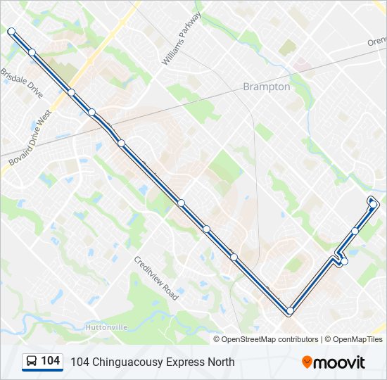 Plan de la ligne 104 de bus