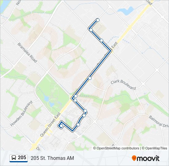 Plan de la ligne 205 de bus