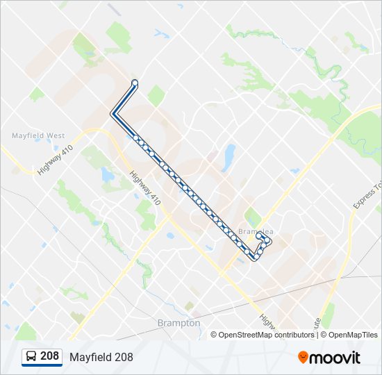 Plan de la ligne 208 de bus