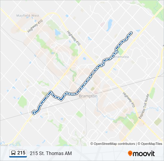 Plan de la ligne 215 de bus