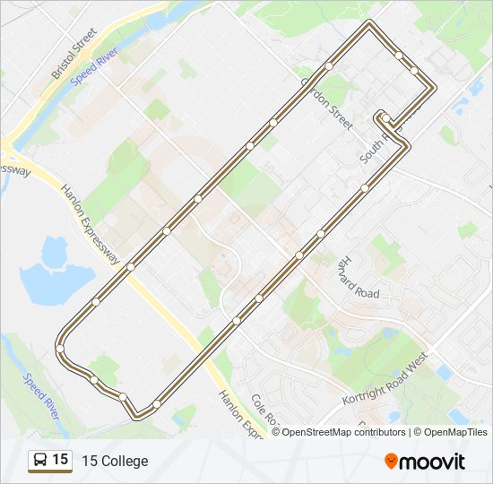 Plan de la ligne 15 de bus