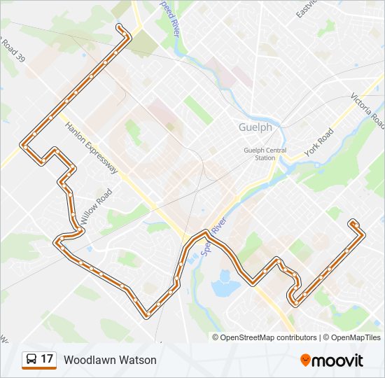 Plan de la ligne 17 de bus