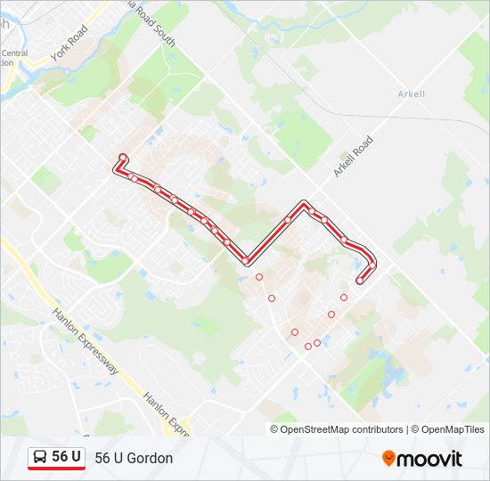 56 U bus Line Map