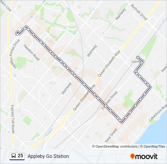 25 bus Line Map