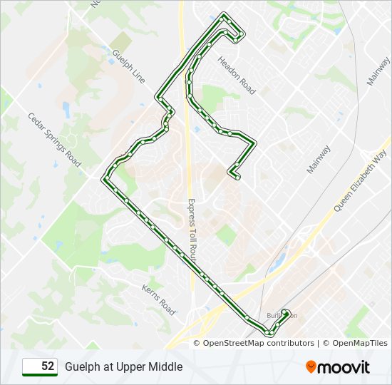 Plan de la ligne 52 de bus