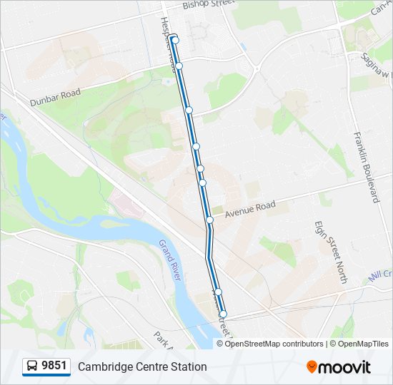 Plan de la ligne 9851 de bus