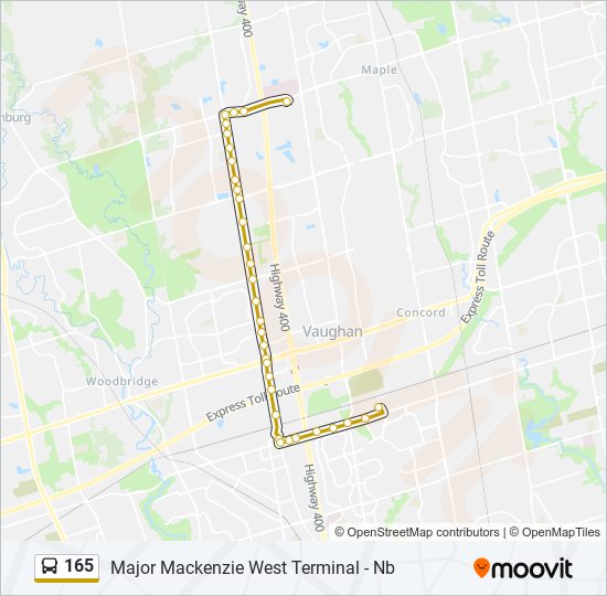 165 bus Line Map