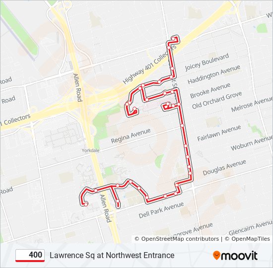 Plan de la ligne 400 de bus