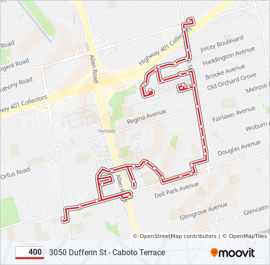 Plan de la ligne 400 de bus