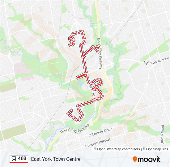 East York Town Centre Map 403 Route: Schedules, Stops & Maps - East York Town Centre (Updated)