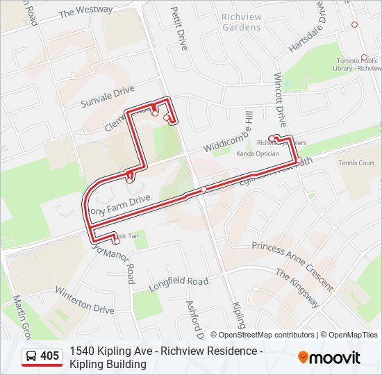 Plan de la ligne 405 de bus