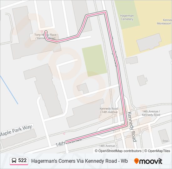 Plan de la ligne 522 de bus